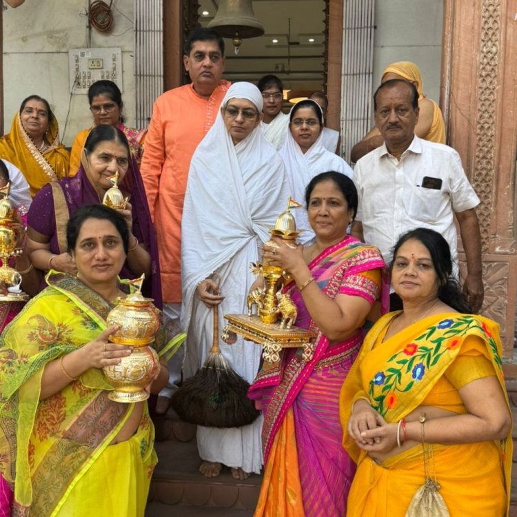 माता जी का चातुर्मास का निष्ठापन संपन्न:बीसपंथी मंदिर पर चातुर्मास कलश प्रदान किए